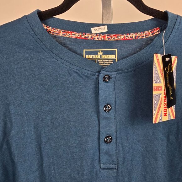 British Invasion Blue Cotton Button Down Long Sleeve Size XL - Picture 2 of 8